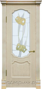 Межкомнатная дверь Варадор Анкона ДО Цветы тон6 (Белый ясень)