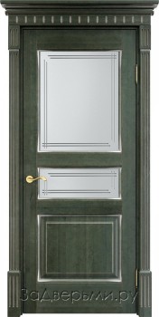 Межкомнатная дверь Белорусская ПМЦ ОЛ5 ДО (Зеленый+патина \