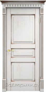 Межкомнатная дверь Белорусская ПМЦ Д5 ДГ (Белый грунт+патина \