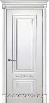 Межкомнатная дверь Текона Смальта 04 ДГ (Эмаль белая RAL 9003+патина серебро)