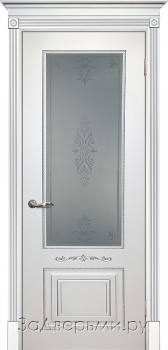 Межкомнатная дверь Текона Смальта 04 ДО (Эмаль белая RAL 9003+патина серебро)