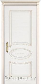 Межкомнатная дверь Шейл Дорс Ария В2 ДГ (Эмаль белая+патина бежевая)