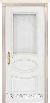 Межкомнатная дверь Шейл Дорс Ария В2 ДО (Эмаль белая+патина бежевая)