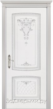 Межкомнатная дверь Шейл Дорс Симфония 2 ДГ (Эмаль белая+патина серебро)