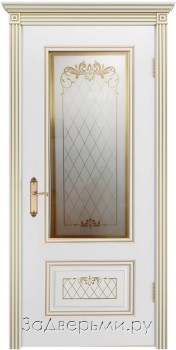 Межкомнатная дверь Шейл Дорс Аккорд В3 Грейс ДО (Эмаль белая+патина золото)