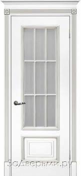 Межкомнатная дверь Текона Смальта 08 ДО (Эмаль белая RAL 9003+патина серебро)