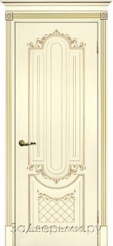 Межкомнатная дверь Текона Смальта 13 ДГ (Эмаль слоновая кость RAL 1013+патина золото)