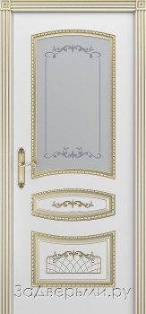 Межкомнатная дверь Шейл Дорс Соната В3 ДО (Эмаль белая+патина золото)