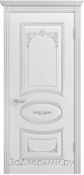 Межкомнатная дверь Шейл Дорс Ария В3 Грейс ДГ (Эмаль белая+патина серебро)