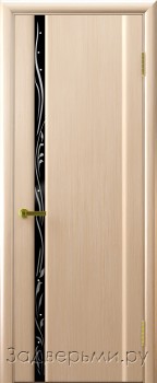 Межкомнатная дверь Люксор Трава 1 ДО Черное (Дуб беленый)