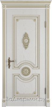 Межкомнатная дверь Владимирская Грета ДГ (Слоновая кость+патина золото)