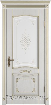 Межкомнатная дверь Владимирская Веста ДО (Слоновая кость+патина золото)