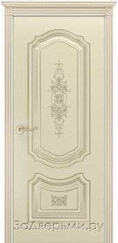Межкомнатная дверь Шейл Дорс Соло R В3 ДГ (Эмаль шампань+патина белое золото)