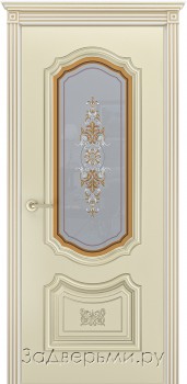Межкомнатная дверь Шейл Дорс Соло R В3 ДО (Эмаль шампань+патина белое золото)