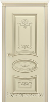 Межкомнатная дверь Шейл Дорс Ария R В3 ДГ (Эмаль шампань+патина золото)