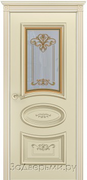 Межкомнатная дверь Шейл Дорс Ария R В3 ДО (Эмаль шампань+патина золото)