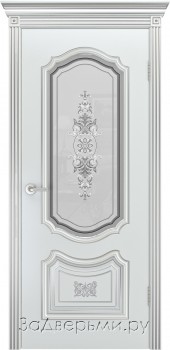 Межкомнатная дверь Шейл Дорс Соло R В3 ДО (Эмаль белая+патина серебро)