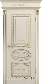Межкомнатная дверь Шейл Дорс Лира В2 ДГ (Эмаль шампань+патина белое золото)