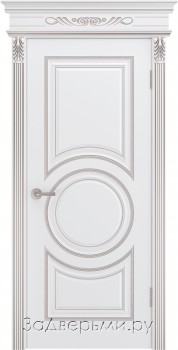 Межкомнатная дверь Шейл Дорс Рондо В0 ДГ (Эмаль белая+патина розовое золото)