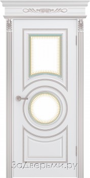 Межкомнатная дверь Шейл Дорс Рондо В0 ДО (Эмаль белая+патина розовое золото)