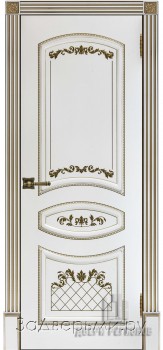 Межкомнатная дверь Ульяновская Алина ДГ (Эмаль белая+патина золото)