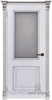 Межкомнатная дверь Ульяновская Багет 32 ДО (Эмаль белая+патина серебро)