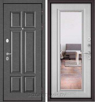 Входная металлическая дверь Бульдорс MASS-90 (Бетон темный 9S-109/панель 16мм+зеркало)