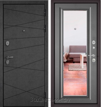 Входная металлическая дверь Бульдорс STANDART-90 (Графит софт 9S-130/панель 16мм+зеркало)